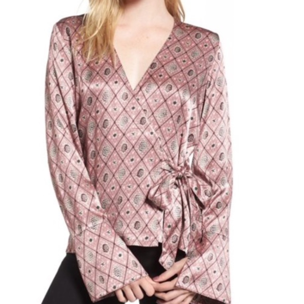 Chelsea28 Rose Printed Wrap Top